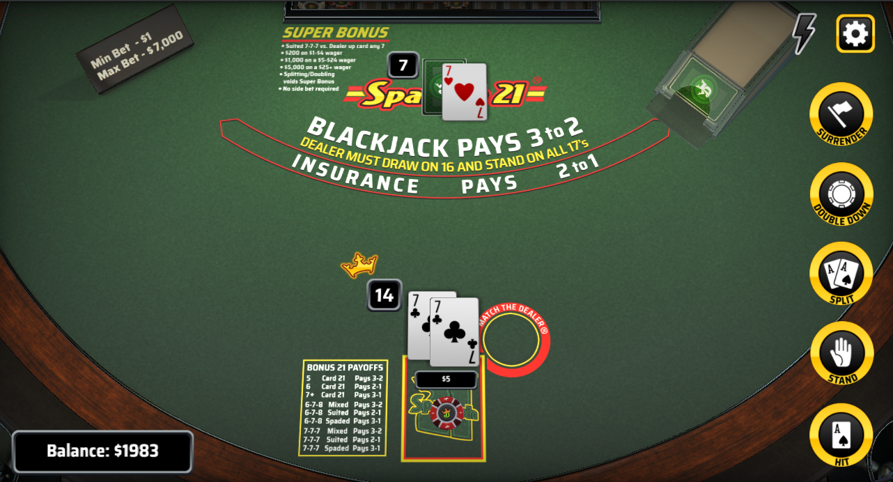 Blackjack online en español