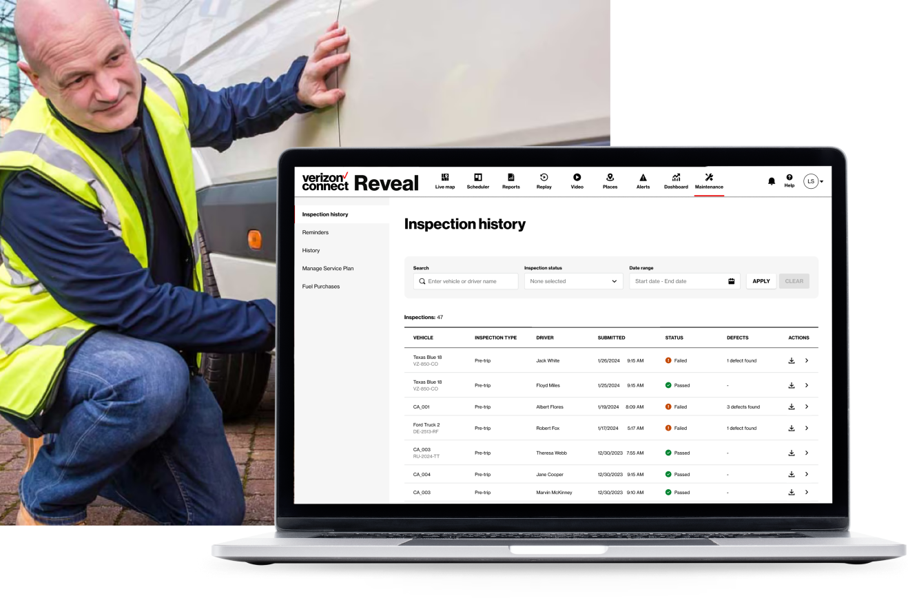Inspection history on a manager's screen.