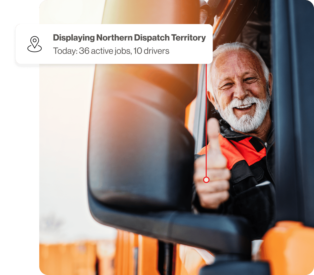 A truck driver giving a thumbs up