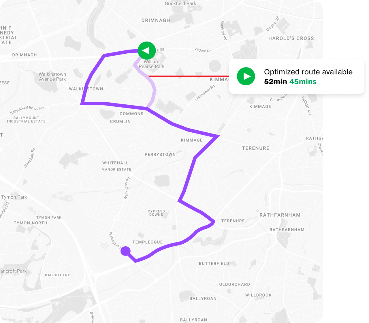 Route optimization feature in the Reveal fleet management app