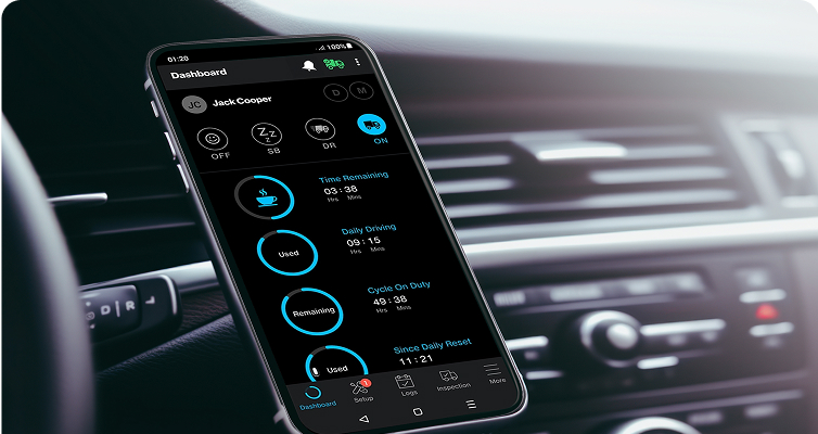 Fleet analytics app on a smartphone