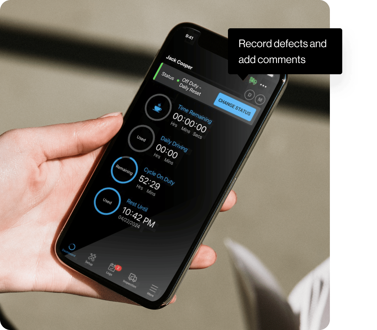 A fleet management app shown on a smartphone