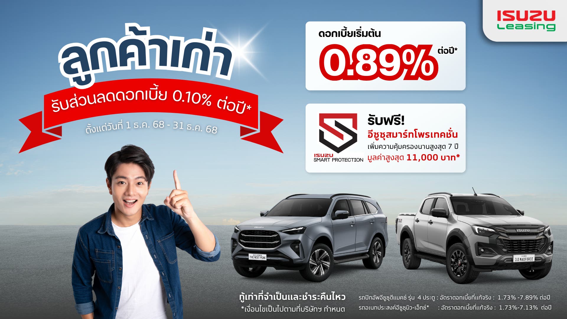 ลูกค้าเก่าอีซูซุ รับส่วนลดดอกเบี้ยพิเศษจากอีซูซุลิสซิ่ง 0.10% ต่อปี