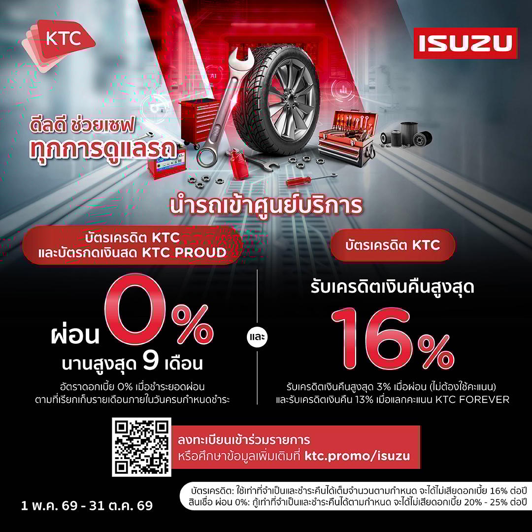 ออกรถใหม่หรือ นํารถเข้าศูนย์บริการ กับบัตรเครดิต KTC