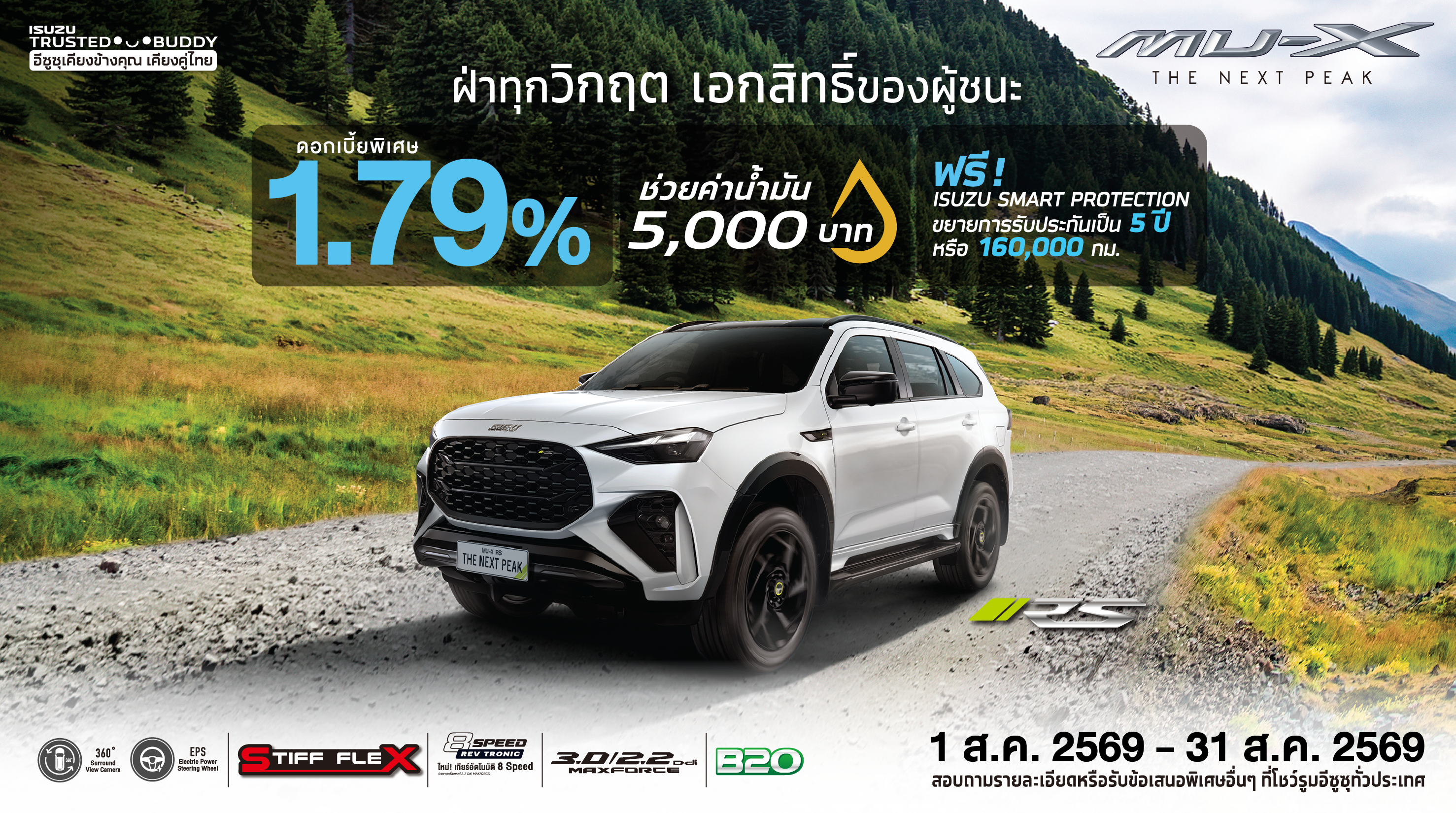MU-X "THE NEXT PEAK" รุ่น RS ดอกเบี้ยพิเศษ 1.79% 