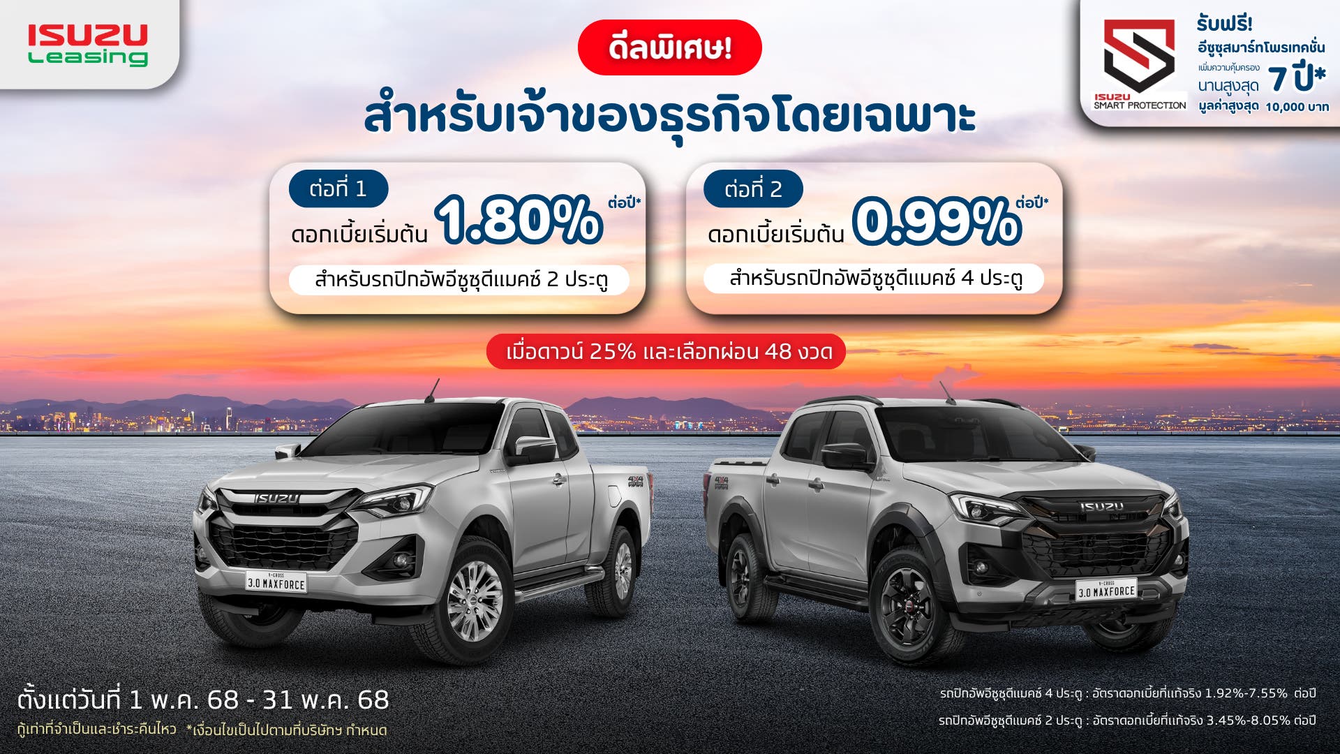 ดีลพิเศษ สำหรับเจ้าของธุรกิจโดยเฉพาะ ดอกเบี้ยเริ่มต้น 1.80%