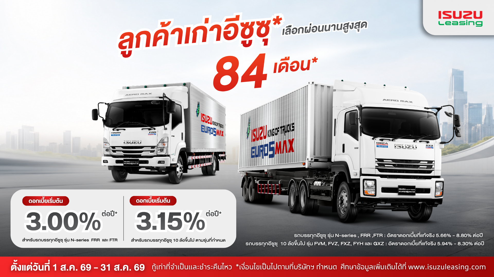 ข้อเสนอสุดพิเศษจากอีซูซุลิสซิ่ง สำหรับลูกค้าเก่ารถบรรทุกอีซูซุทุกรุ่น
