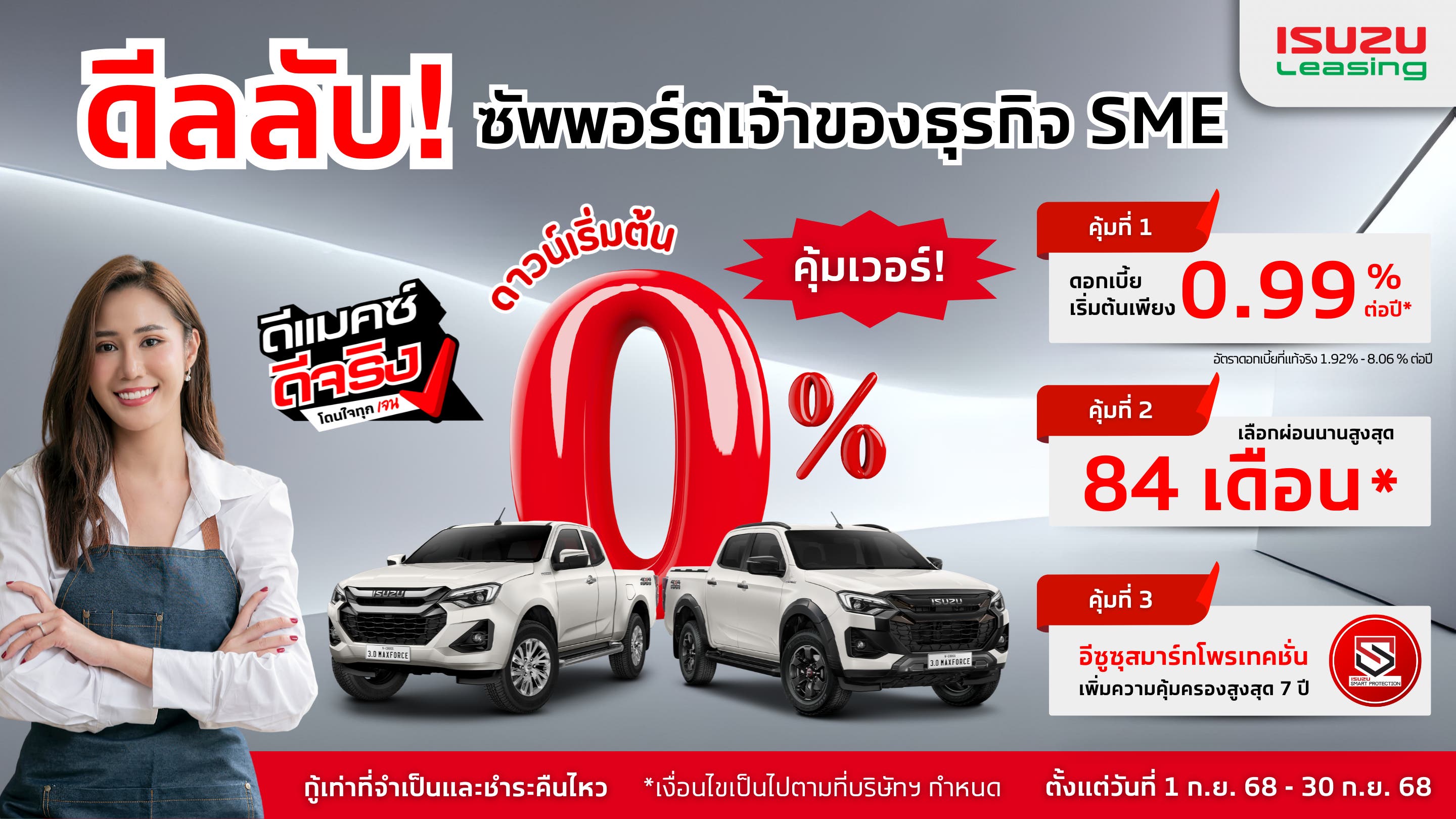 ดีลลับ! ซัพพอร์ตเจ้าของธุรกิจ SME ดาวน์เริ่มต้น 0%
