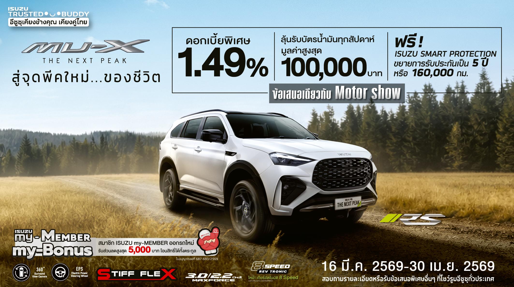 MU-X "THE NEXT PEAK" รุ่น RS ดอกเบี้ยพิเศษ 1.49% 