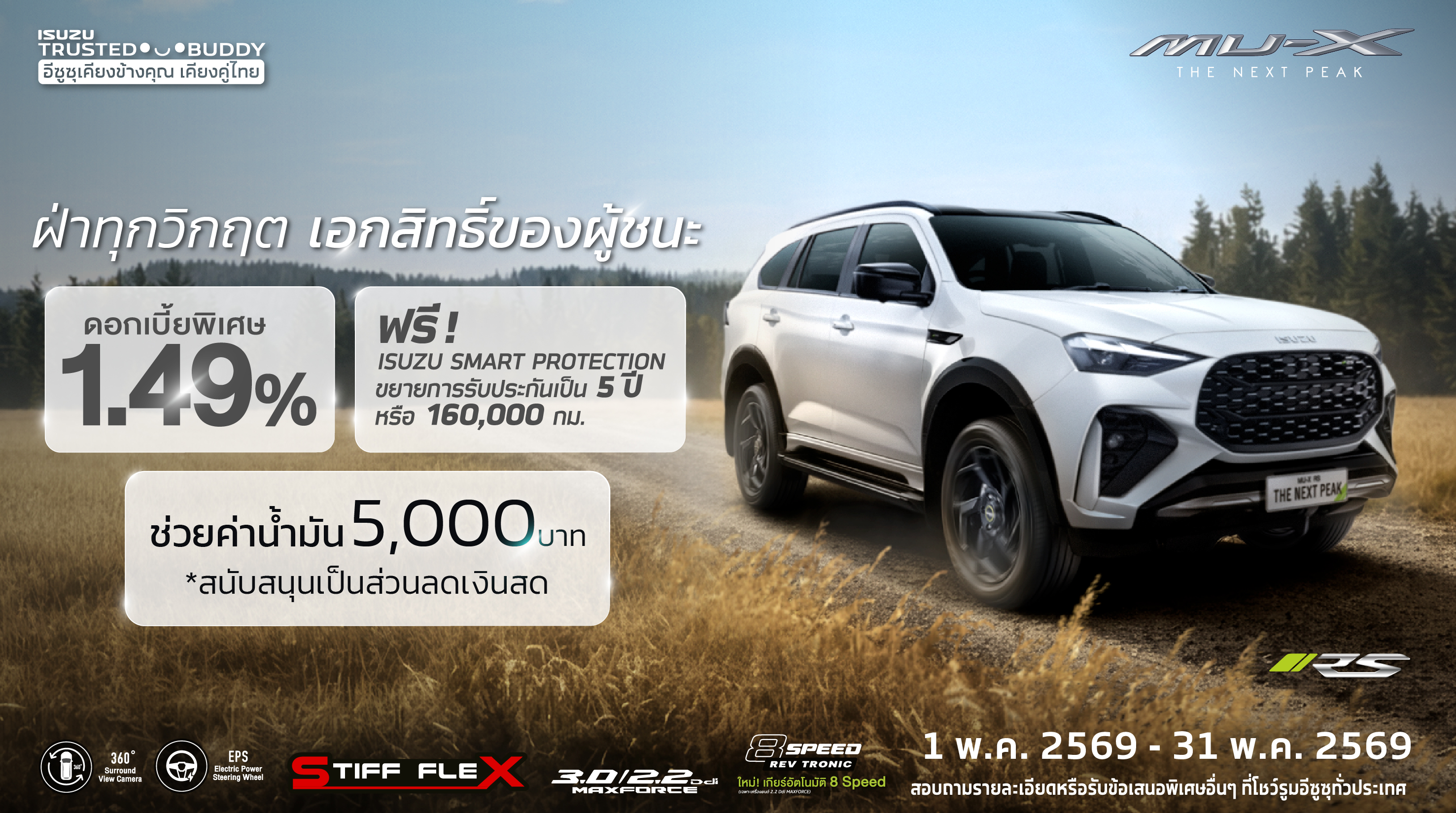 MU-X "THE NEXT PEAK" รุ่น RS ดอกเบี้ยพิเศษ 1.49% 