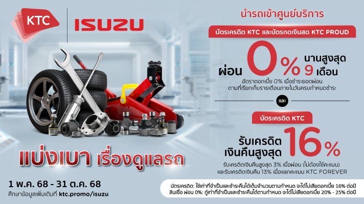 ออกรถใหม่ หรือ นำรถเข้าศูนย์บริการ กับบัตรเครดิต KTC