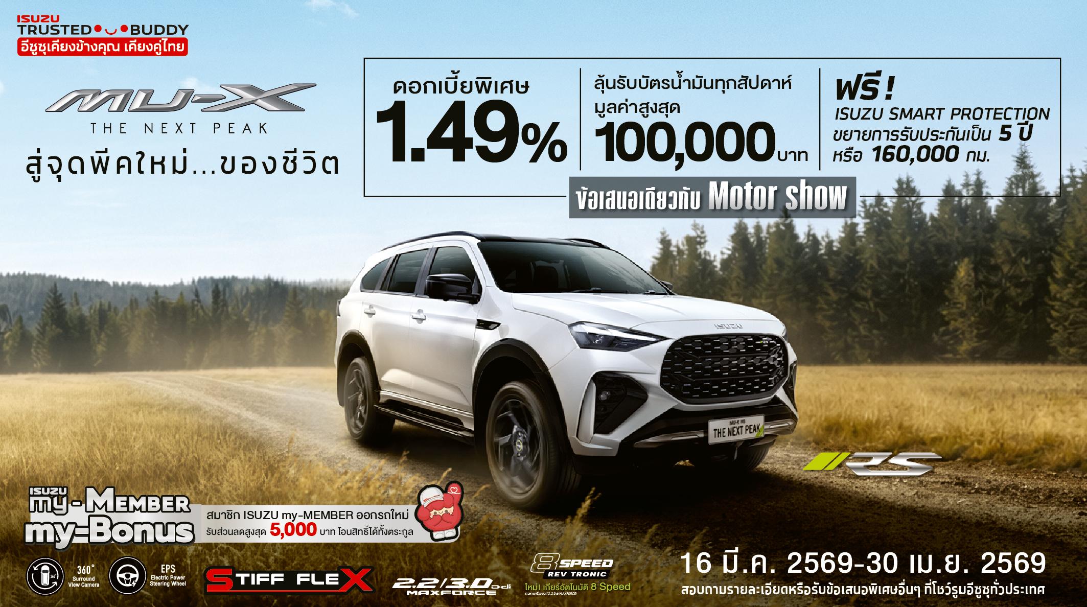 MU-X "THE NEXT PEAK" รุ่น RS ดอกเบี้ยพิเศษ 1.49% 