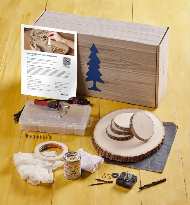 image of Make It Yourself Pyrography Clock & Coasters Kit