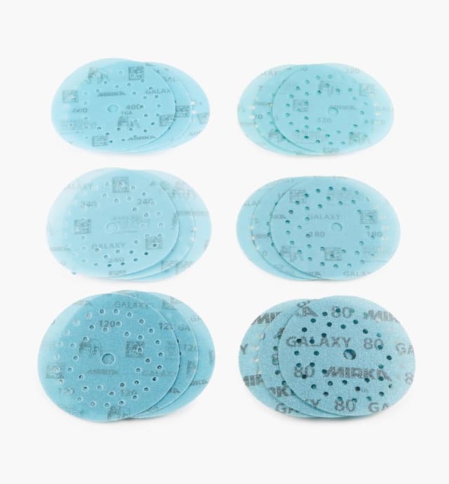 image of 18-Pc. Sample Pack of Mirka 5" Galaxy Multifit Grip Discs