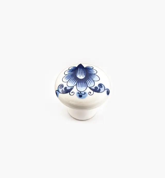image of Blue Floral Ceramic Knobs
