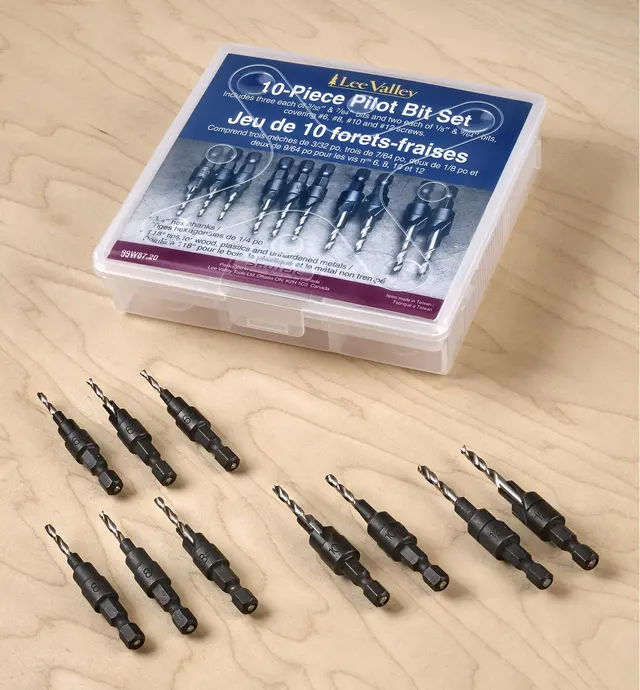 image of Set of 10 Countersink/Counterdrill Pilot Bits