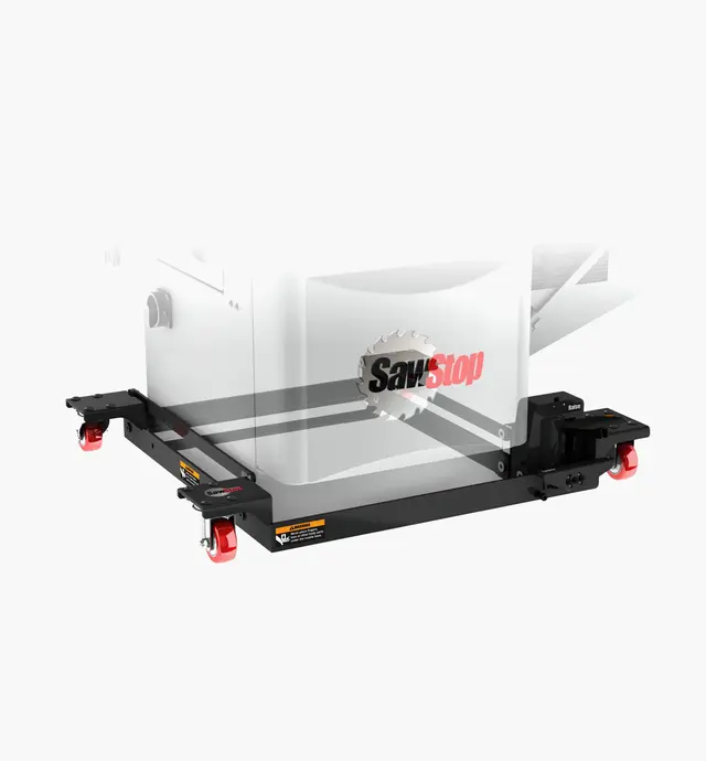 image of Base mobile pour banc de scie industriel SawStop avec ensemble de conversion pour utilisation avec banc de scie professionnel