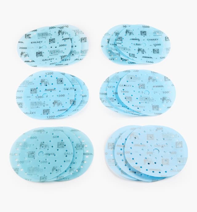 image of 18-Pc. Sample Pack of Mirka 6" Fine Galaxy Multifit Grip Discs
