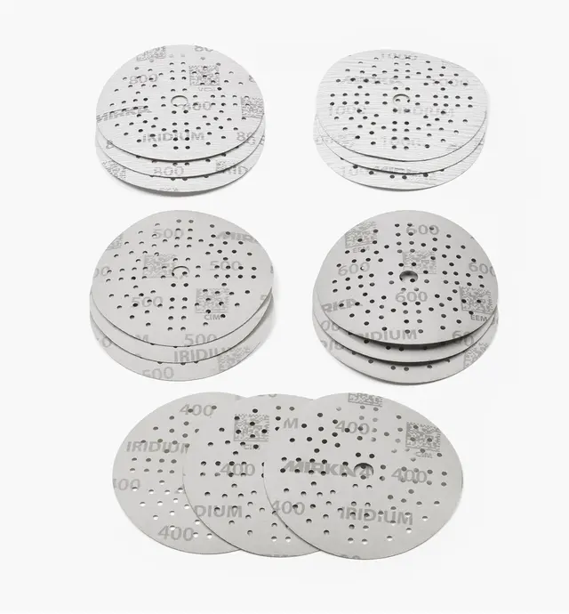 image of 15-Pc. Sample Pack of Mirka 5" Fine 89-Hole Iridium Grip Discs