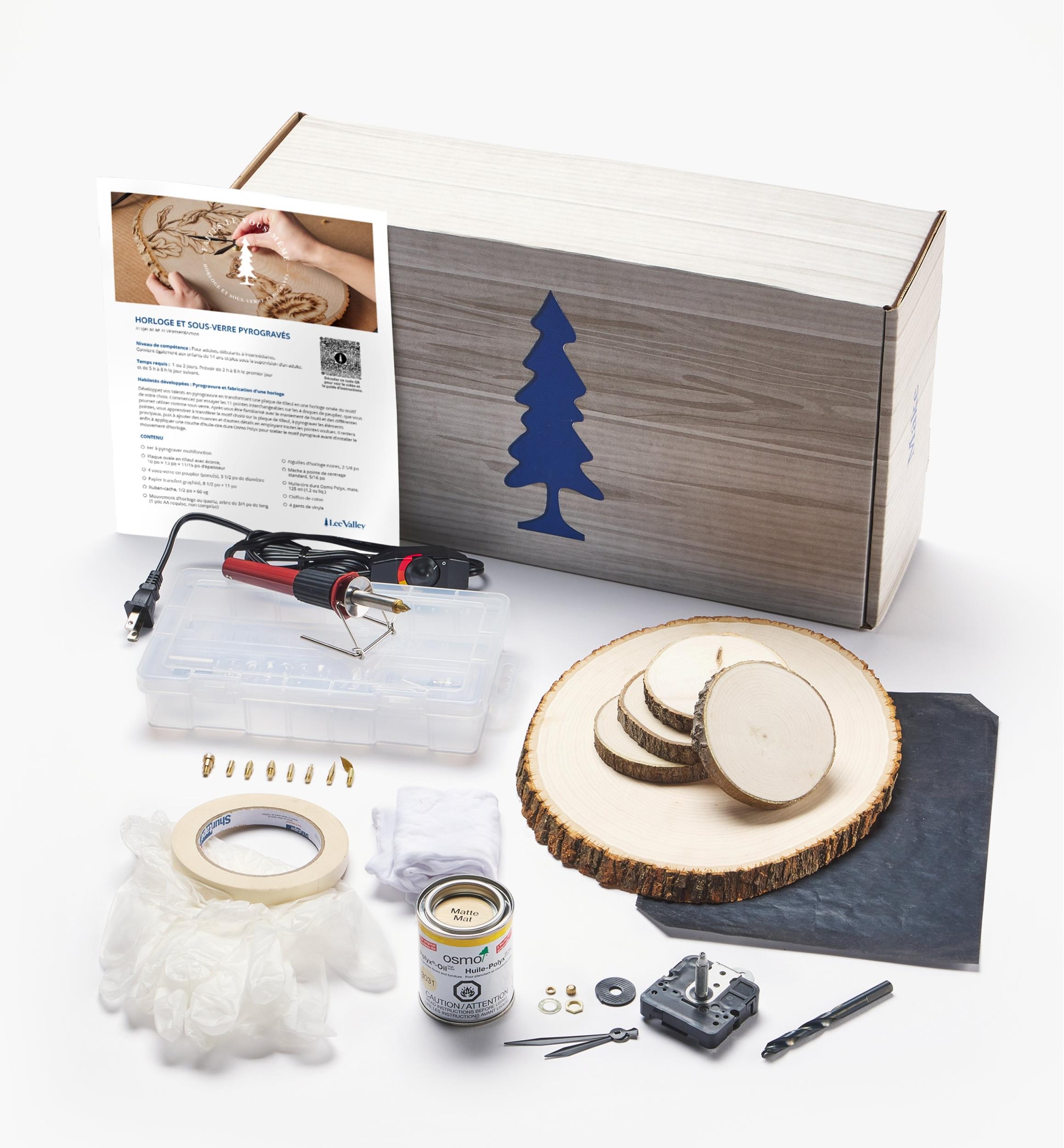 Trousse-projet pour horloge et sous-verre pyrogravés