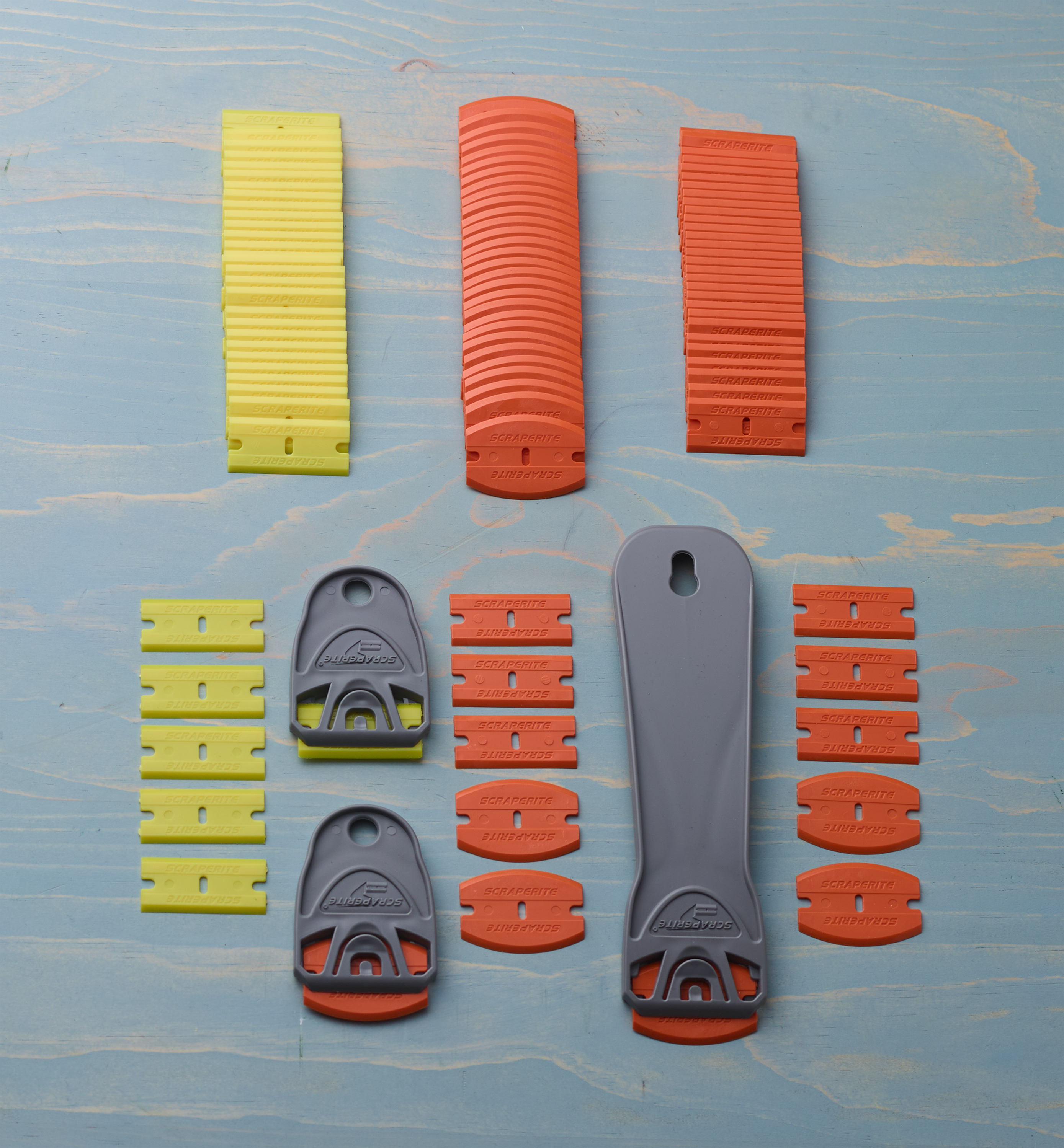 Ensemble de grattoirs et lames en plastique, largeur standard