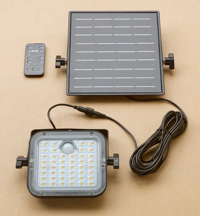 image of Motion-Activated LED Flood Light with Remote Solar Panel