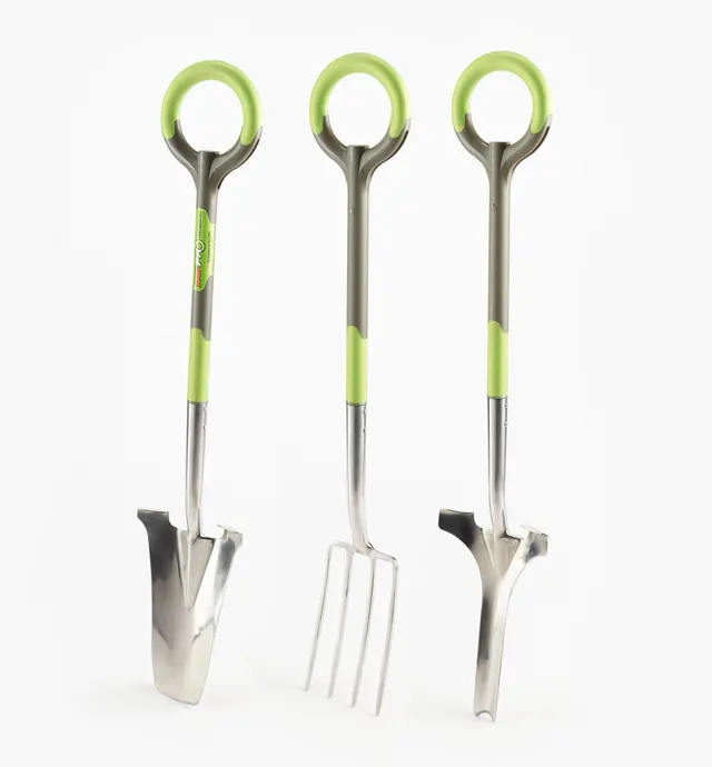image of Radius Ergonomic Stainless-Steel Transplant Spade, Border Fork & Weeder Set