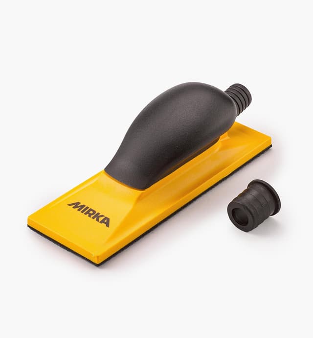 image of Mirka Yellow Grip Faced 22-Hole Hand-Sanding Vacuum Block (70mm Ă 198mm)