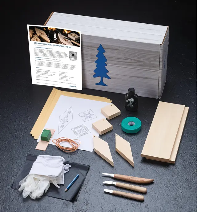 image of Make It Yourself Chip Carving Holiday Ornaments Kit
