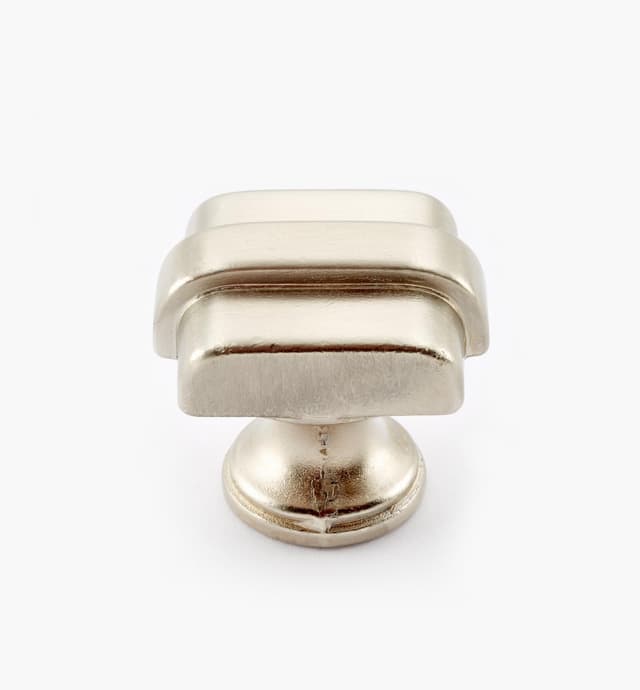 image of Cast Modern Satin Nickel Square Knob