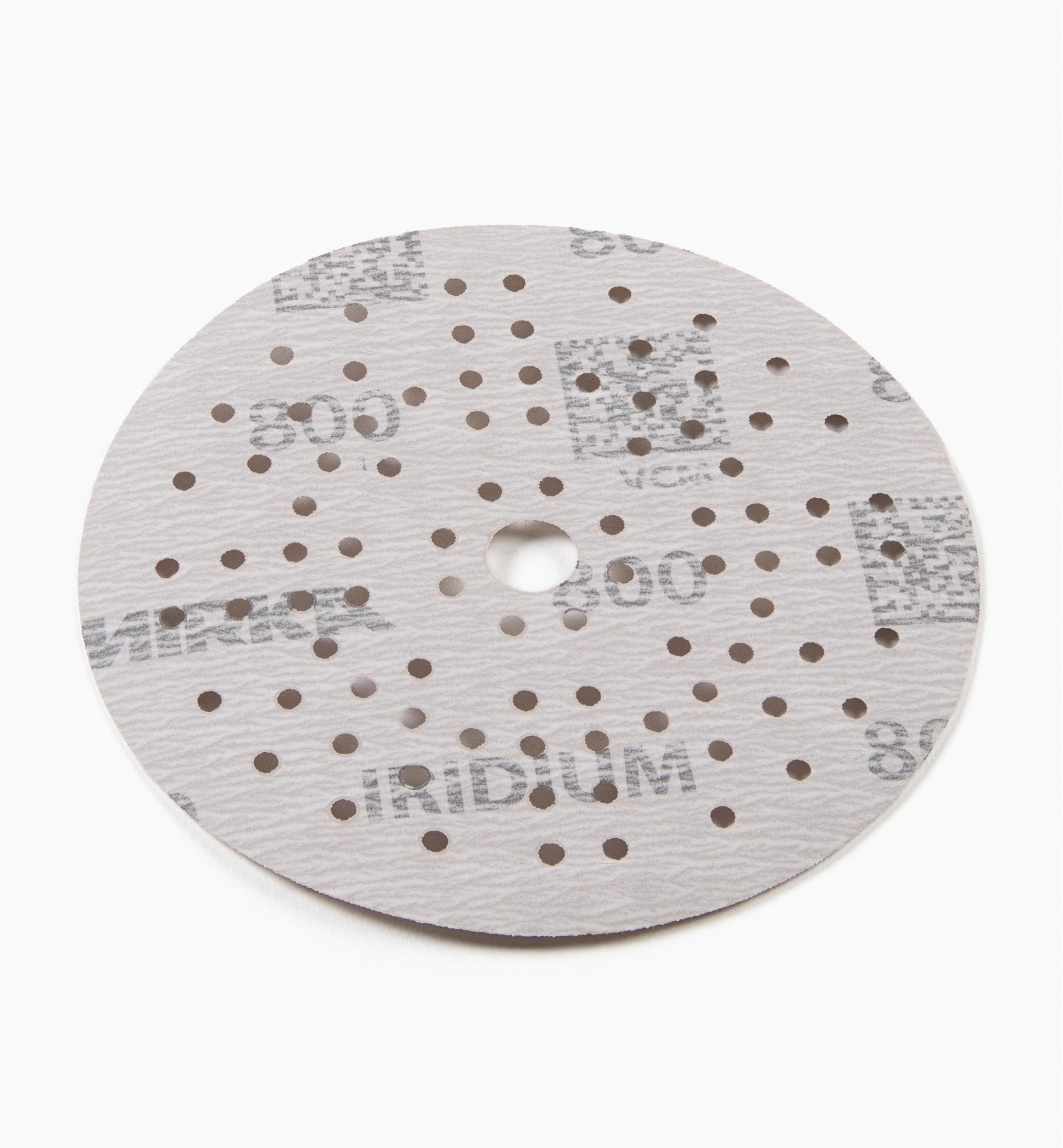 Disques abrasifs fins autoagrippants Mirka Iridium, 5 po, 89 trous
