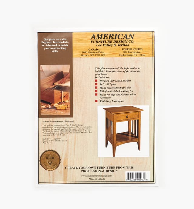 image of Mission Contemporary Nightstand Plan