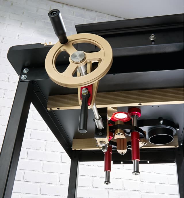 Underside view of router table