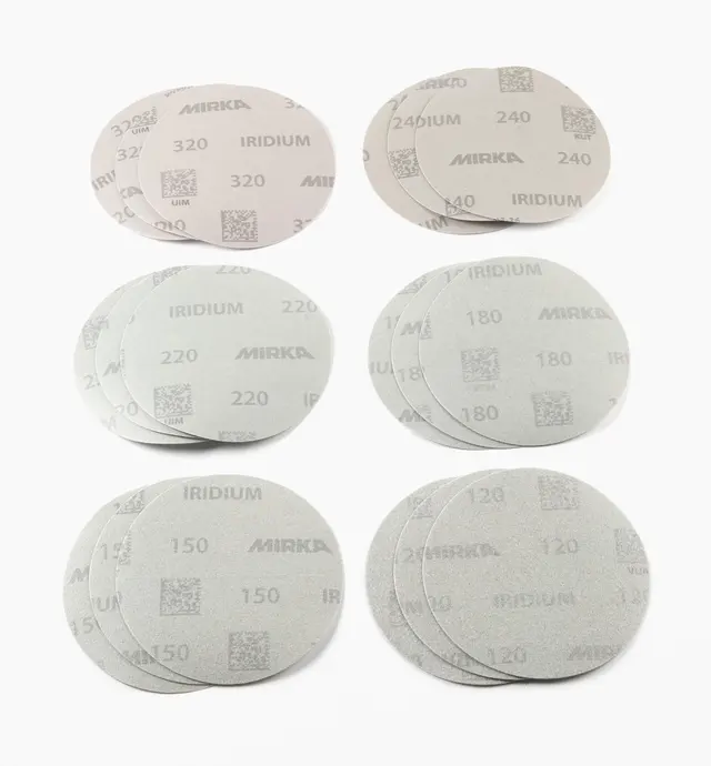 image of 18-Pc. Sample Pack of Mirka 5" No-Hole Iridium Grip Discs