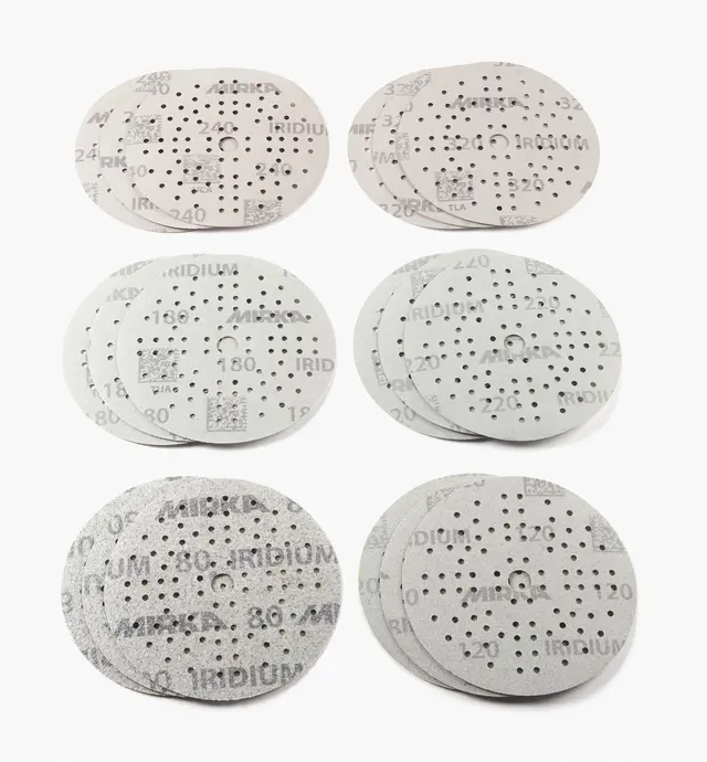 image of 18-Pc. Sample Pack of Mirka 5" 89-Hole Iridium Grip Discs