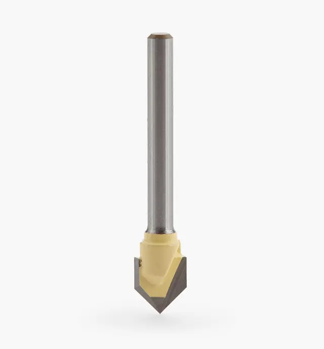 image of 1/8" Shank Carbide-Tipped V-Groove Router Bit