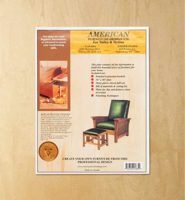 image of Spindle Arm Morris Chair & Footstool Plan