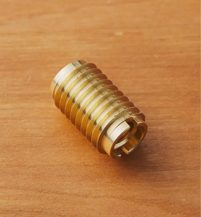 image of Long 3/8-16 Brass Knife-Edge Insert Nut