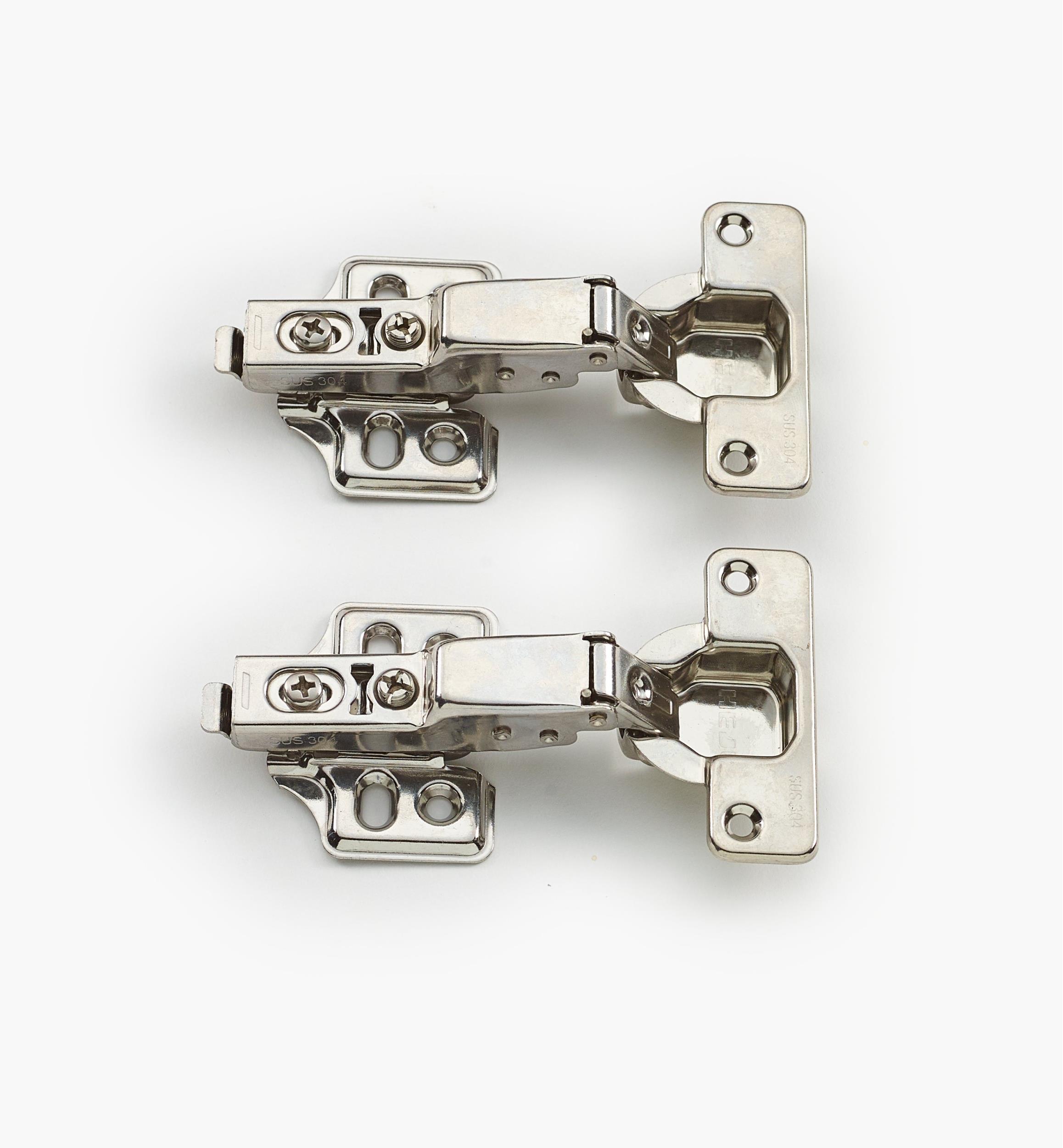 Charnières en acier inoxydable 105° avec amortisseur, porte à demi-recouvrement