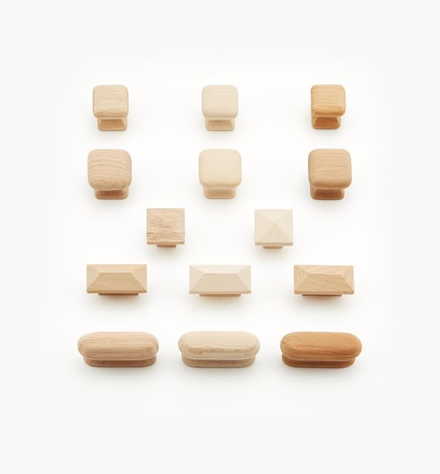 image of Poignées et boutons en bois non fini