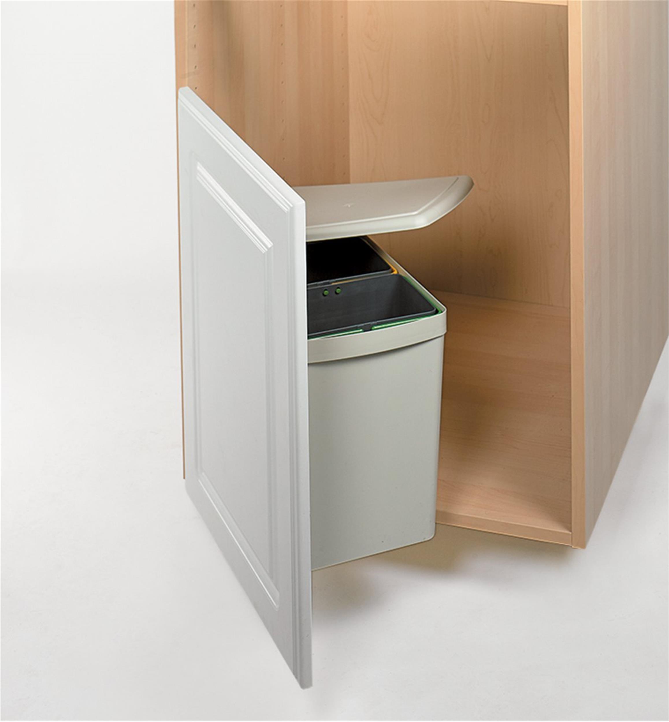Poubelle double de 15 L pour porte d'armoire