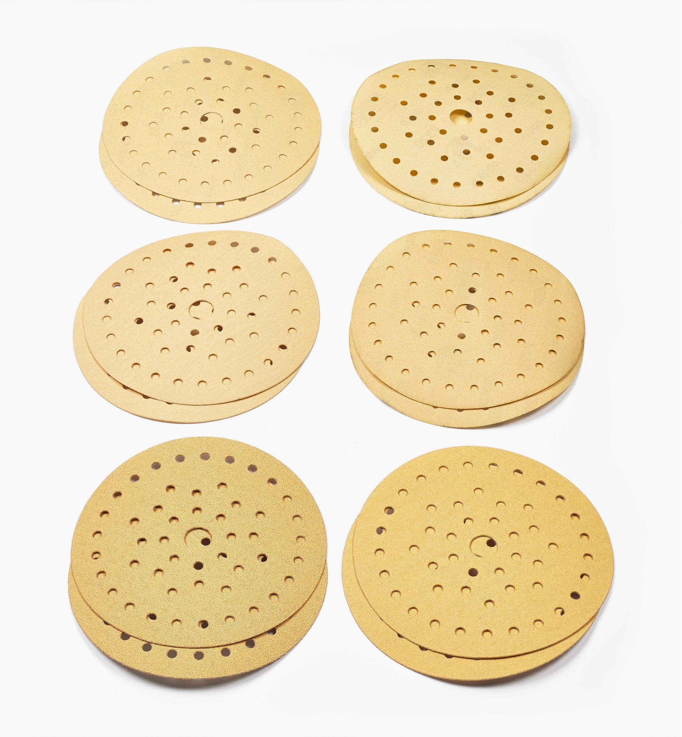 Assortiment de 12 disques abrasifs autoagrippants Mirka Gold Multifit, 6 po, 50 trous