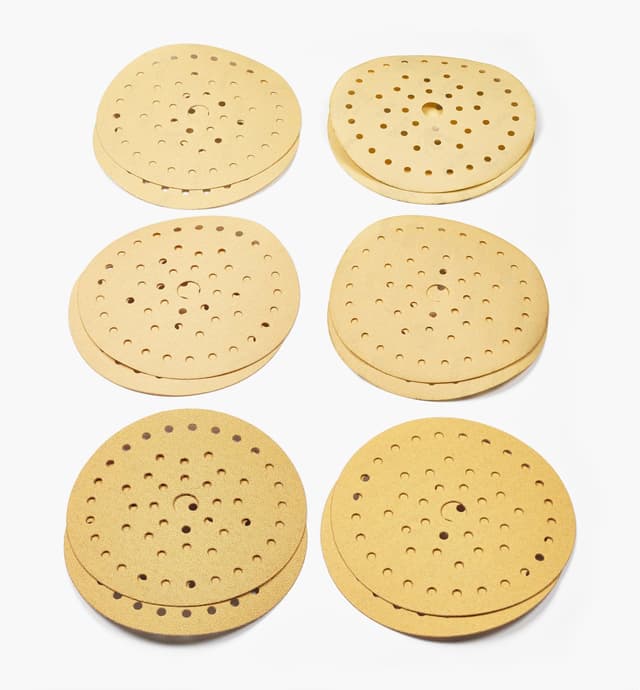 image of 12-Pc. Sample Pack of Mirka 6" 50-Hole Gold Multifit Grip Discs