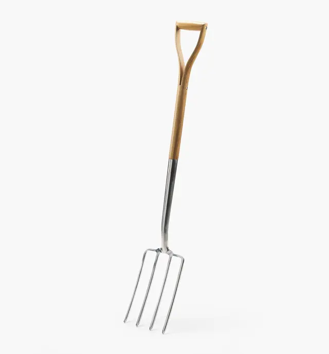 image of Stainless-Steel Wood-Handled Digging Fork