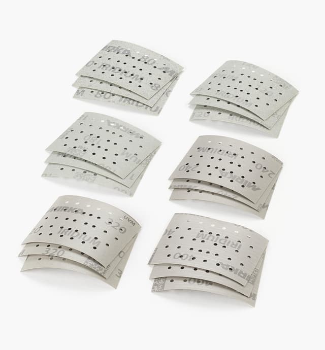 image of 18-Pc. Sample Pack of Mirka Iridium 3" × 4" 36-Hole Grip Sheets