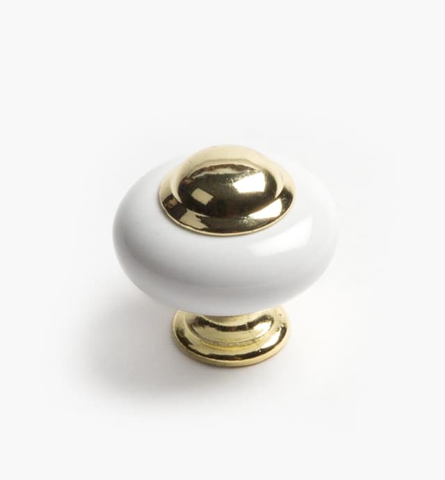 image of Ultra-Brass & Porcelain Knob