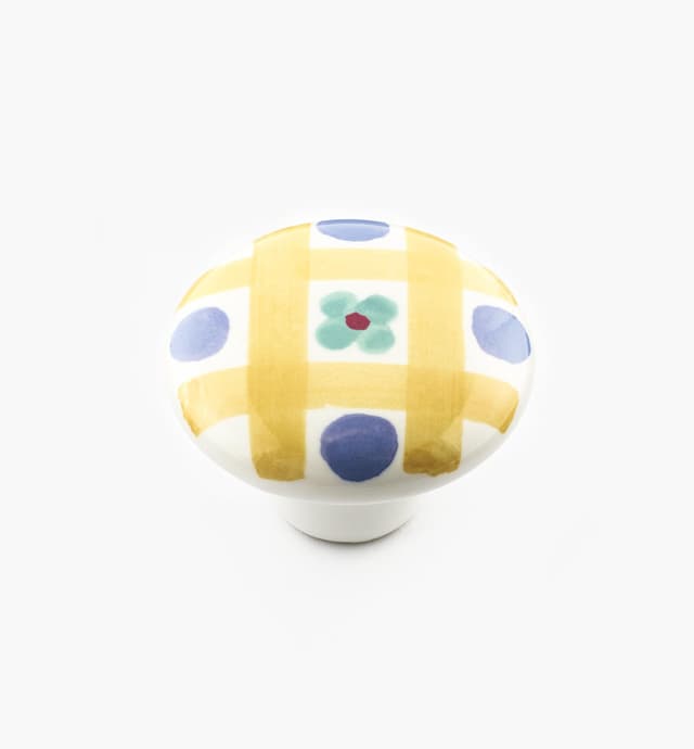 image of Brown Checker Painted Ceramic Knobs