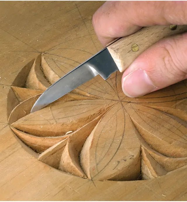 Carving a flower design with the Chip Knife #8