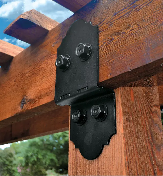 Ozco Small Post-to-Beam Bracket installed on a pergola