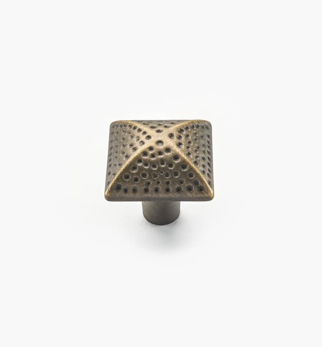 image of Solid Brass Dimpled Square Knob